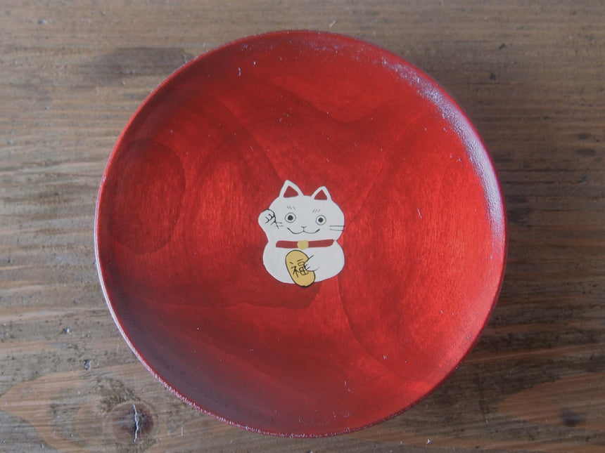 かわいいまねきねこの縁起豆皿|会津漆器 食器 おしゃれ| ほくるし堂