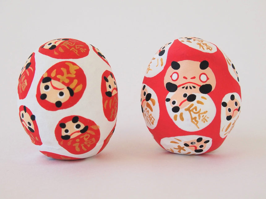 Miniature Daruma Doll (Japanese Good-Luck Charm) Two Colors Set|Sakura Yamaguchi
