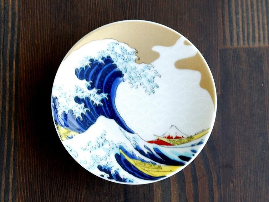 Japanese KUTANI ware Small Plate|traditional design,Fuji,Fujin,Raijin,Manekineko