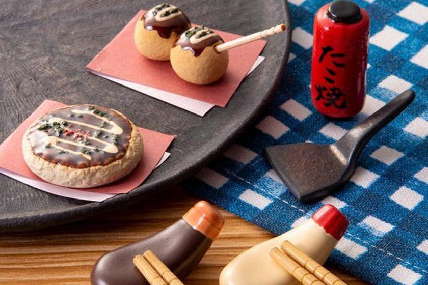 美濃焼の箸置き<たこ焼きパーティーセット>たこ焼き/お好み焼き/マヨネーズ/お好みソース/コテ/提灯たこ焼き イホシロ窯