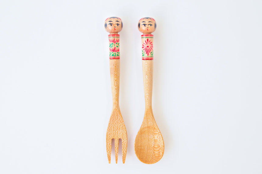 Kokeshi Doll Spoon&Fork cutlery mini|Kagamoku|Naruko,Miyagi|Japanese Traditional