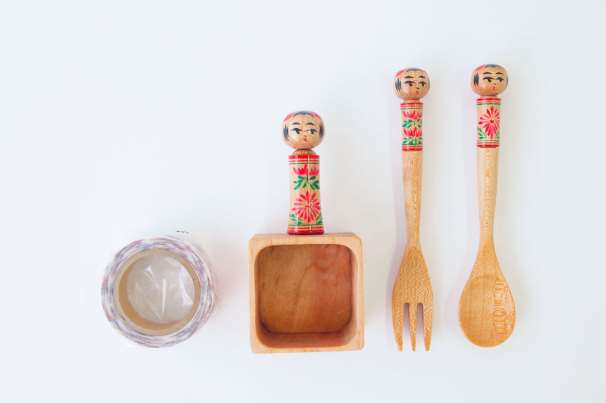 Kokeshi Doll Spoon&Fork cutlery mini|Kagamoku|Naruko,Miyagi|Japanese Traditional