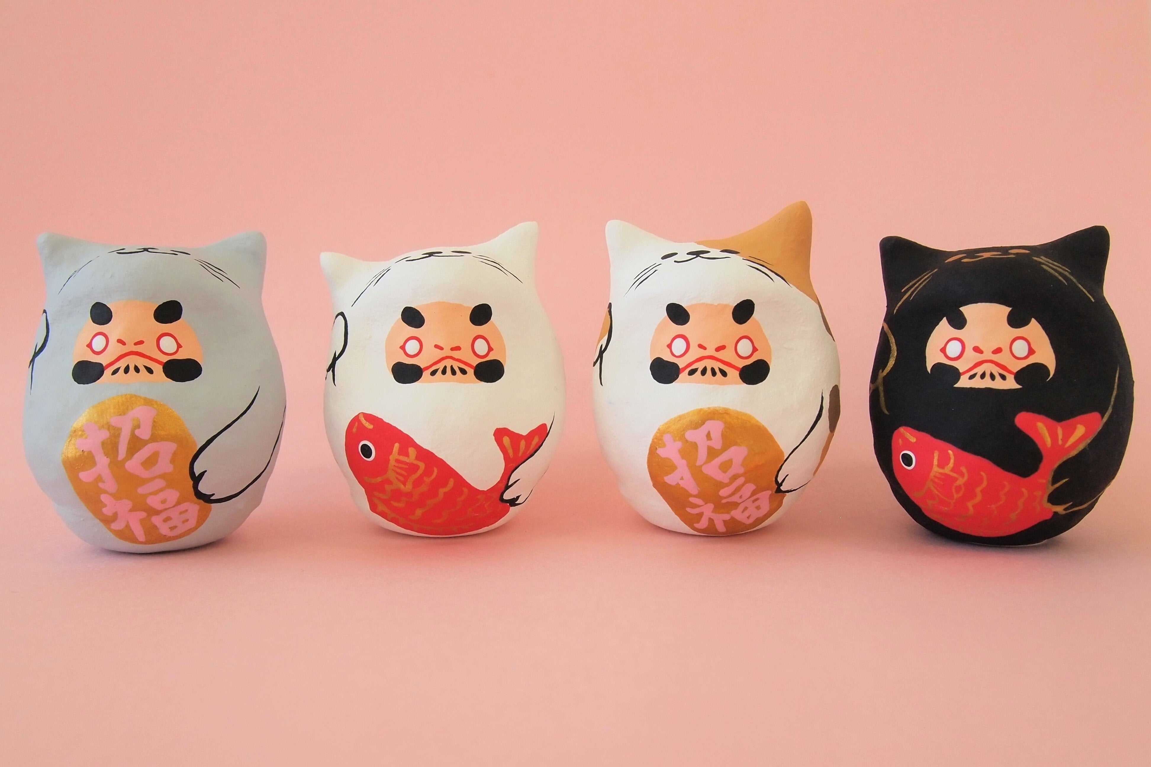 Miniature Daruma Doll ×MANEKI NEKO(Japanese Good-Luck Charm Miniature Daruma Doll ×MANEKI NEKO(Japanese Good-Luck Charm